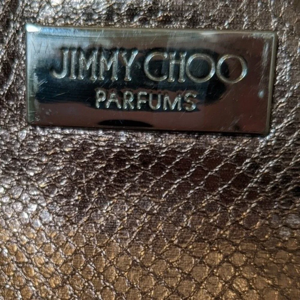 Jimmy Choo parfums large black faux suede tote bag with snakeskin print